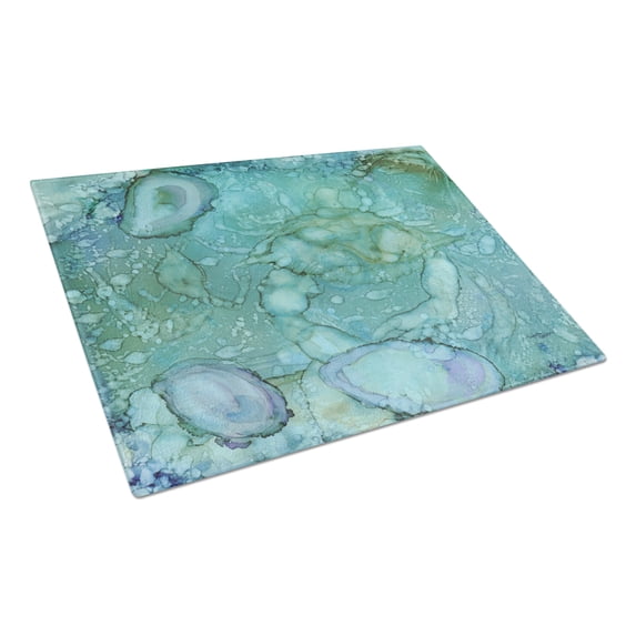 Abstract Crabs and Oysters Glass Cutting Board Large
