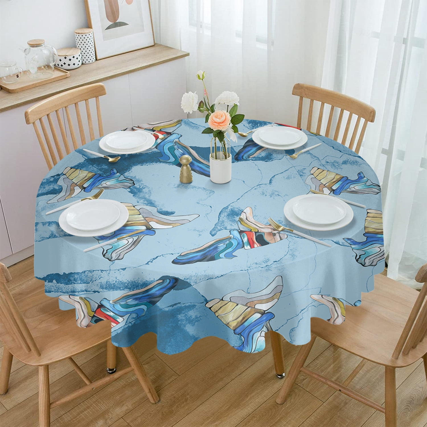 Abstract Crack Gradient Waterproof Tablecloth Tea Table Decoration ...