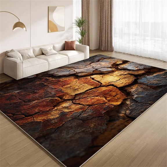Abstract Crack Texture Area Rugs, Wall Fissure Carpet, Washable Non Slip Low Pile Soft Rug for Bedroom Entryway Decor Mat 2ftx3ft