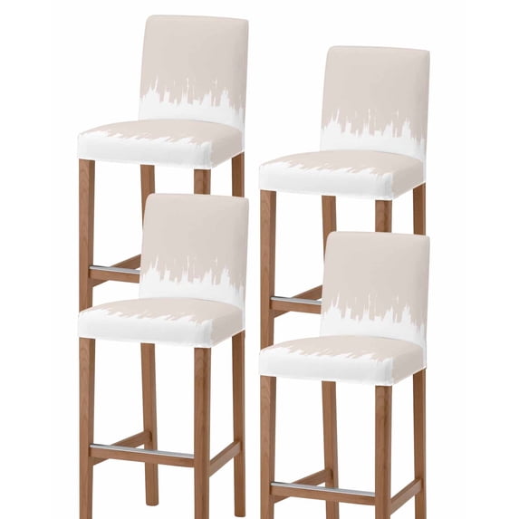 Abstract Cream Beige Bar Stool Covers Set of 4, Modern Minimalist Graffiti Artwork Stretch Washable Bar Chair Covers with Backs, Removable Pub Counter Height Chair Cover for Kitchen Dining Room Cafe