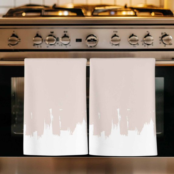 Abstract Cream Beige Kitchen Towels Set of 4, Modern Minimalist Graffiti Artwork Absorbent Dish Towels for Kitchen, Microfiber Hand Towel, Quick Drying Tea Towel for Cleaning Decorative Dishcloths