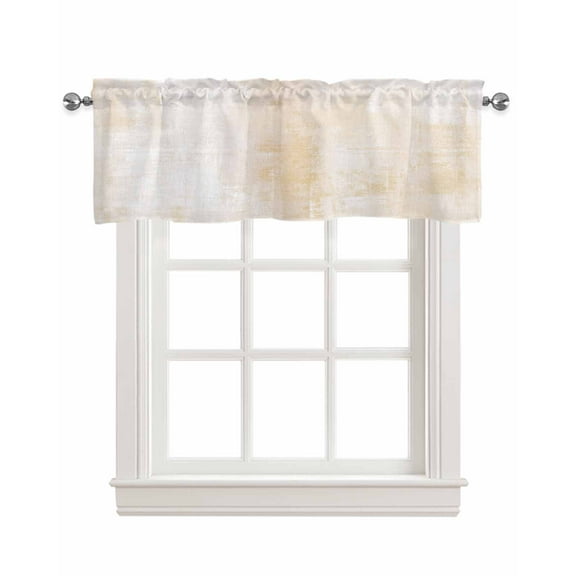 Abstract Cream Linen Curtain Valance for Bedroom/Bathroom/Kitchen/Office/Living/Dining Room Window,Contemporary Minimalist Painting Art Rod Pocket Topper Decorative Cafe Drapes Panel 42"x12"