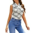 thumbnail image 1 of Abstract Crisscross Line Pattern Blouses Women Bow Tops Elegant Sleeveless Office Work Shirt Casual Holiday Women's Tops, 1 of 6