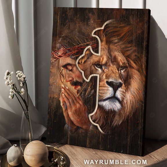 Abstract Cross Jesus Painting Lion Of Judah Pray For Healing - Jesus Portrait Poster Prints Christian Wall Art
