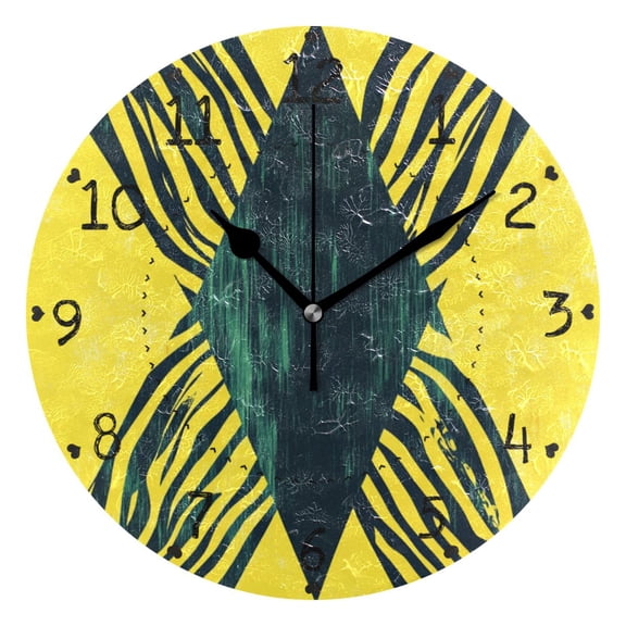 Abstract Cross Lines with Zabra Skin Round Wall Clock Silent Analog Battery Operated Black Pointer Home Decor 9.84" Diameter