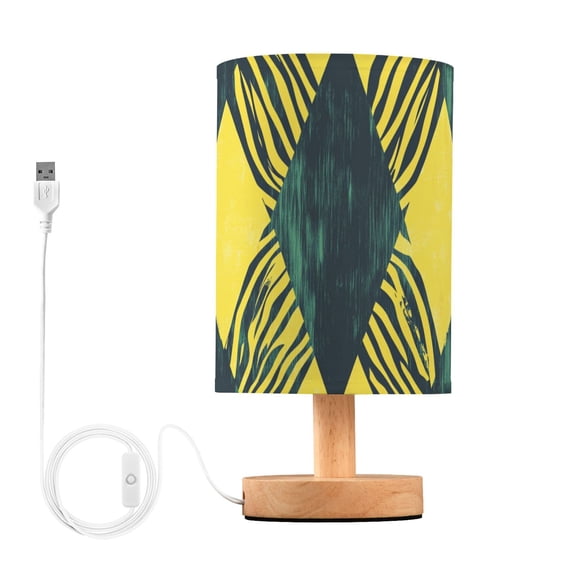 Abstract Cross Lines with Zabra Skin Table Lamp with USB Port LED Warm Light Lamp Night Light Home Decor