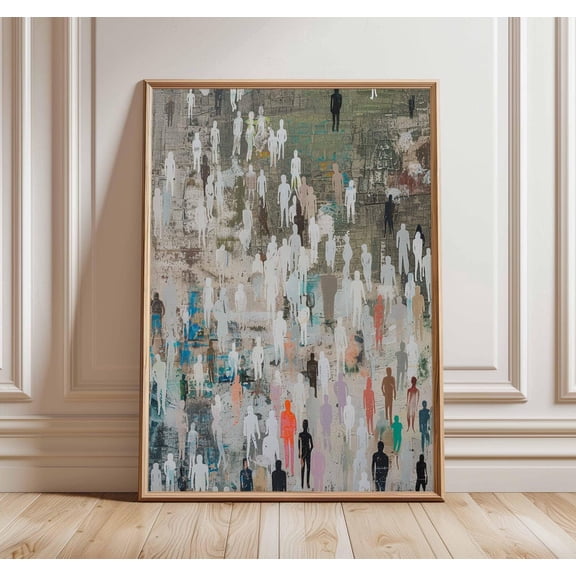 Abstract Crowd Modern People Wall Art Contemporary Figurative Decor, Unframed Poster
