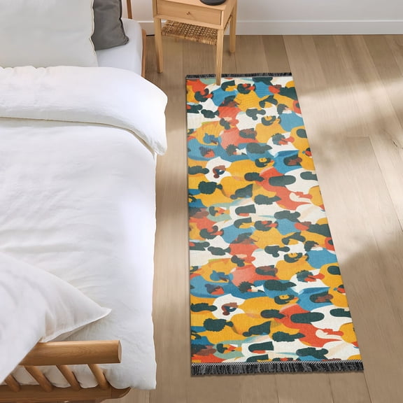 Abstract Crowd Runner Area Rug 2x6 Soft Non-Slip Washable Bedside Carpet for Hallway Bedroom Living Room Home Decor