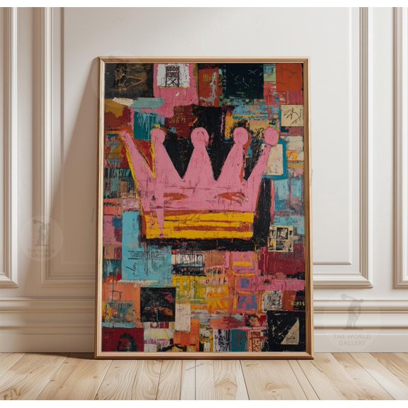 Abstract Crown Poster Graffiti Style Wall Art Print Colorful Urban Expression Illustration