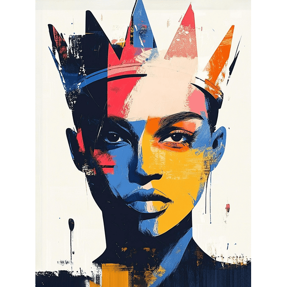 Abstract Crown Woman Portrait Decorative Painting/Canvas Art Suitable for Living Room Bedroom Office Hotel Dining Room Study Room Hallway Studio Apartment Decoration Modern Wall Art.