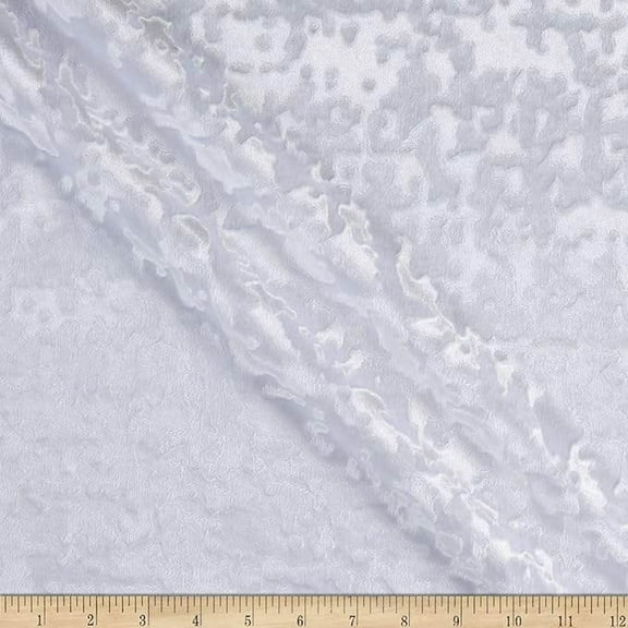 Abstract Crushed Velvet Fabric, 118 Inch. in Width, | Home Decor, White / Sample 3x3 Inch