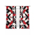 thumbnail image 1 of Abstract Crystal Effect Sheer Curtains for Living Room Bedroom, Light-filtering Sheer Curtain, Red Black Seamless Stitching Rod Pocket Voile Window Treatment Drapes, 52’’Wx63’’L, 2 Panels Set, 1 of 7