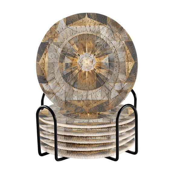 Abstract Crystal Geometric Coasters with Holder for Coffee Table 6 Pcs Drink Coaster Sets Absorbent for Home Decor 4 inch