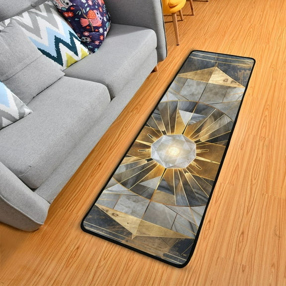 Abstract Crystal Geometric Hallway Runner Rug 2'X6' Non-Slip Washable Carpet Runner Kitchen Entryway Laundry Bedroom