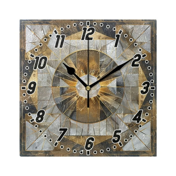 Abstract Crystal Geometric Wall Clock Battery Operated Silent Non-Ticking Bedroom Office Kitchen Home School Decor 7.8"(Black)