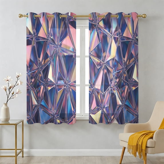Abstract Crystalline Shards Sheer Curtains 45 Inch Long 2 Panels ...