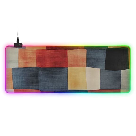 Abstract Cube Art RGB Gaming Mouse Pad Large Keyboard Mat Rubber Base 13 Light Modes