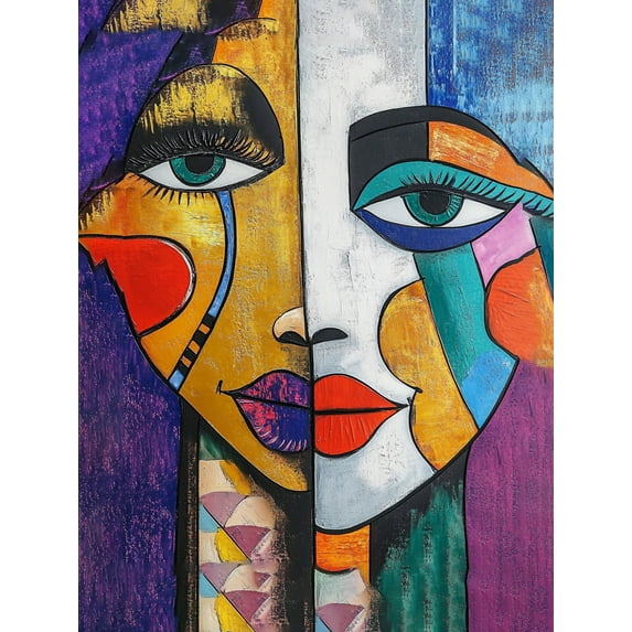 Abstract Cubism Face Canvas Wall Art, Perfect for Living Room, Bedroom, Office, Dining Room, and Hallway Decoration.