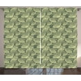 thumbnail image 1 of Ambesonne Abstract Curtains 2 Panel Set, Autumn Leaves Line Art, 108" x 84", Reseda Green Pale Green, 1 of 3