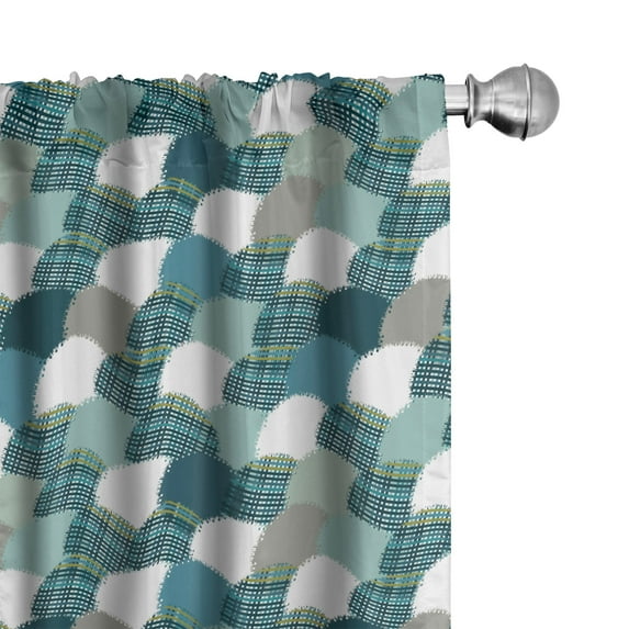 Abstract Curtains 2 Panels Set, Circular Pattern with Weave Lines Round Ornamental Composition Vintage Motifs, Window Drapes for Living Room Bedroom, 56"W X 84"L, Multicolor, by Ambesonne