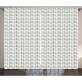 thumbnail image 1 of Ambesonne Abstract Curtains 2 Panel Set, Houndstooth Motifs, 108" x 63", Dark Coral Mint Green, 1 of 3
