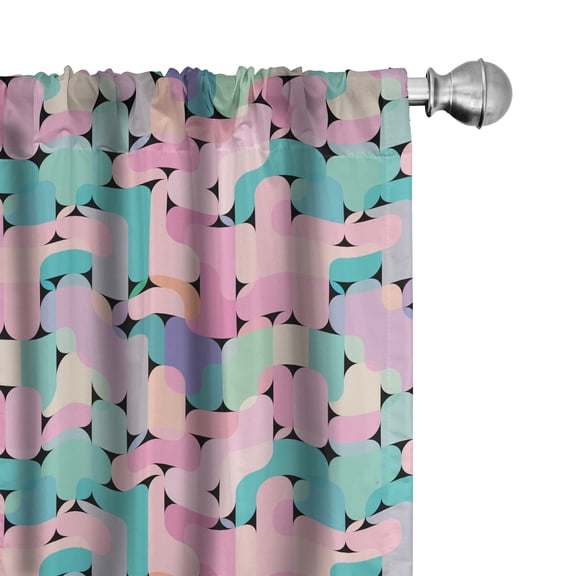 Abstract Curtains 2 Panels Set, Colorful Complex Mix Geometric Elements Modern Polygonal Style, Window Drapes for Living Room Bedroom, 56"W X 63"L, Charcoal Grey Multicolor, by Ambesonne