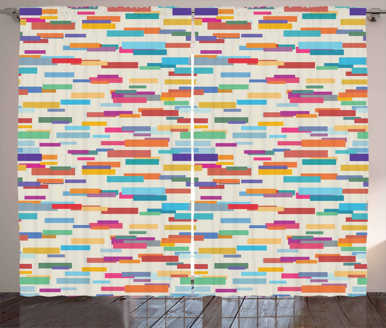 Rectangular Curtains Ambesonne Abstract Curtains 2 Panel Set, Colorful Rectangles, 108