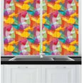 thumbnail image 1 of Abstract Curtains 2 Panels Set, Contemporary Design Colored Polygons Diamonds and Triangles Jumbled and Overlapped, Window Drapes for Living Room Bedroom, 55W X 39L Inches, Multicolor, by Ambesonne, 1 of 2