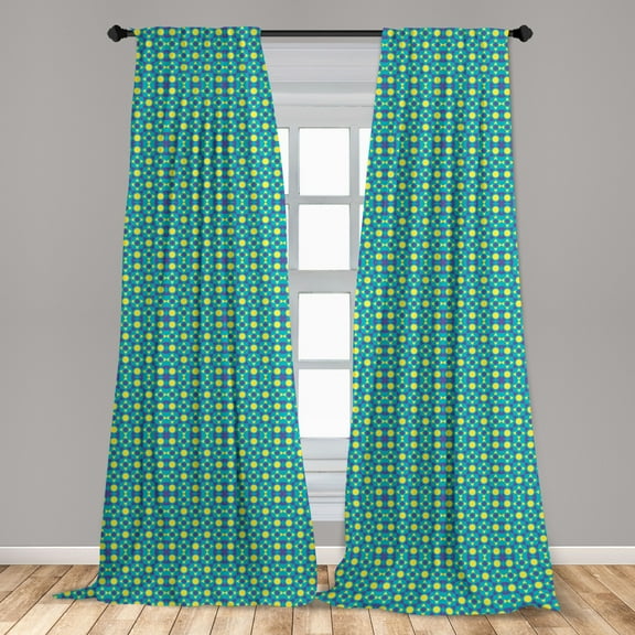 Abstract Curtains 2 Panels Set, Continuous Energetic Pattern of Intricate Quirky Motifs, Window Drapes for Living Room Bedroom, 56"W X 84"L, Dark Seafoam Blue Violet, by Ambesonne