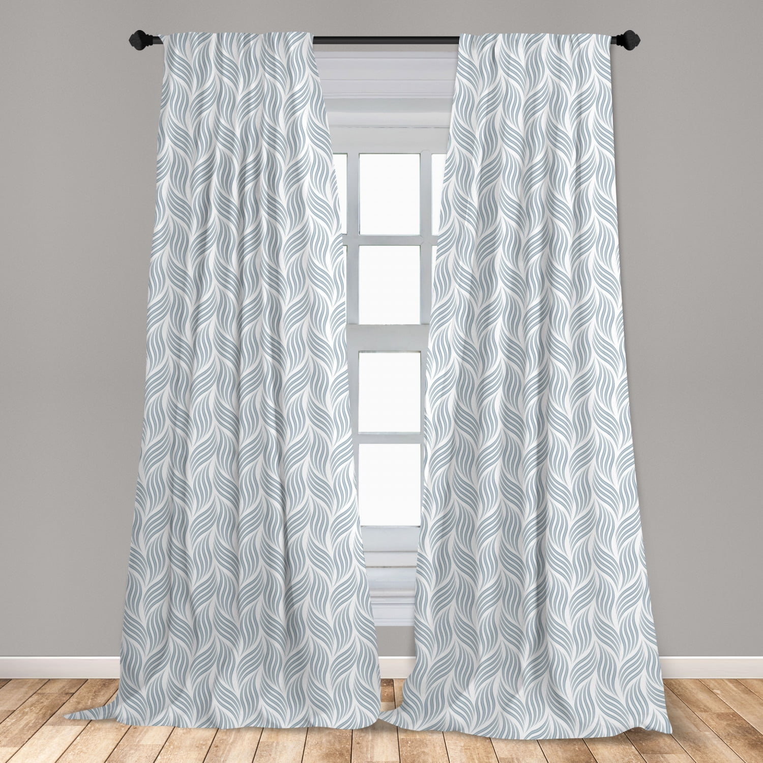 Abstract Curtains 2 Panels Set, Continuous Pattern with Wavy Design ...