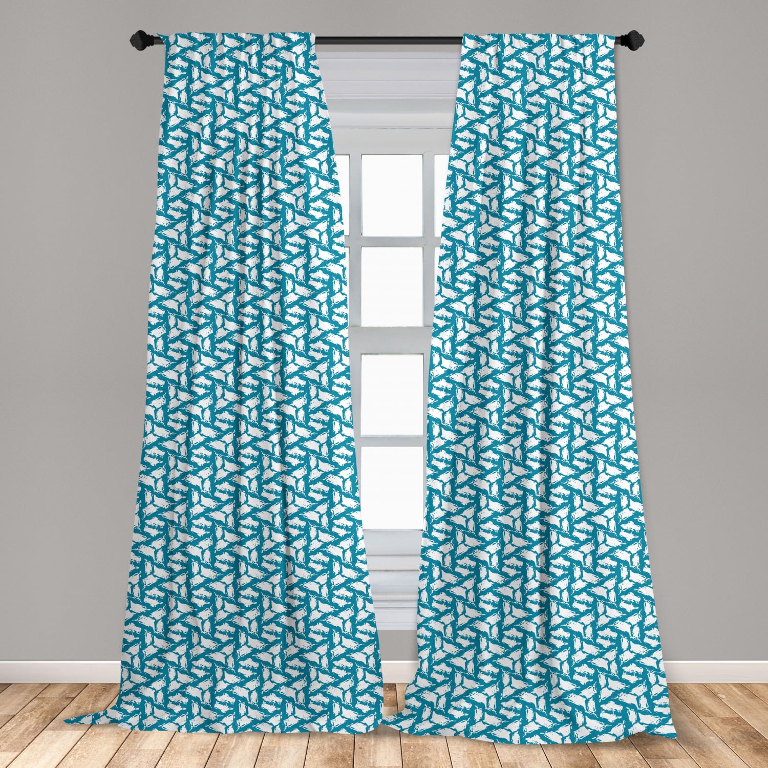 Abstract Curtains 2 Panels Set, Creative Monochromatic Pattern with ...