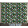 thumbnail image 1 of Ambesonne Abstract Curtains 2 Panel Set, Exotic Feather Pattern, 108" x 108", Teal Purple Cream, 1 of 3
