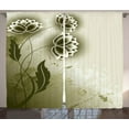 thumbnail image 1 of Ambesonne Abstract Curtains 2 Panel Set, Grey Flowers Ivy Leaf, 108" x 90", Olive Green Dark Green, 1 of 3