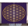 thumbnail image 1 of Ambesonne Geometric Curtains 2 Panel Set, Circle Overlap, 108" x 90", Dark Purple Earth Yellow, 1 of 3