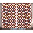thumbnail image 1 of Ambesonne Abstract Curtains 2 Panel Set, Circular Forms Rounds, 108" x 63", Ruby Khaki Blue, 1 of 3