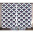 thumbnail image 1 of Abstract Curtains 2 Panels Set, Graphic Diagonal Squares Pattern with Half Circles and Stripes, Window Drapes for Living Room Bedroom, 108W X 84L Inches, Pale Blue Eggshell Eggplant, by Ambesonne, 1 of 3