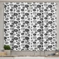 thumbnail image 1 of Abstract Curtains 2 Panels Set, Hand Drawn Circular Doodle Lines Dots Swirls Pattern Monochrome Simplistic Design, Window Drapes for Living Room Bedroom, 55W X 39L Inches, Black White, by Ambesonne, 1 of 3