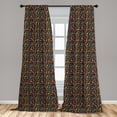 thumbnail image 1 of Abstract Curtains 2 Panels Set, Jumble Sixties Inspirations with Colorful Dots and Swirls on a Black Background, Window Drapes for Living Room Bedroom, 56"W X 95"L, Multicolor, by Ambesonne, 1 of 5