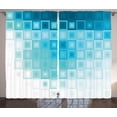 thumbnail image 1 of Ambesonne Abstract Curtains 2 Panel Set, Fractal Square Shapes, 108" x 63", Aqua Sky Blue, 1 of 3