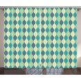 thumbnail image 1 of Ambesonne Abstract Curtains 2 Panel Set, Oval Curved Lines Dots, 108" x 84", Sea Green Petrol Blue, 1 of 3