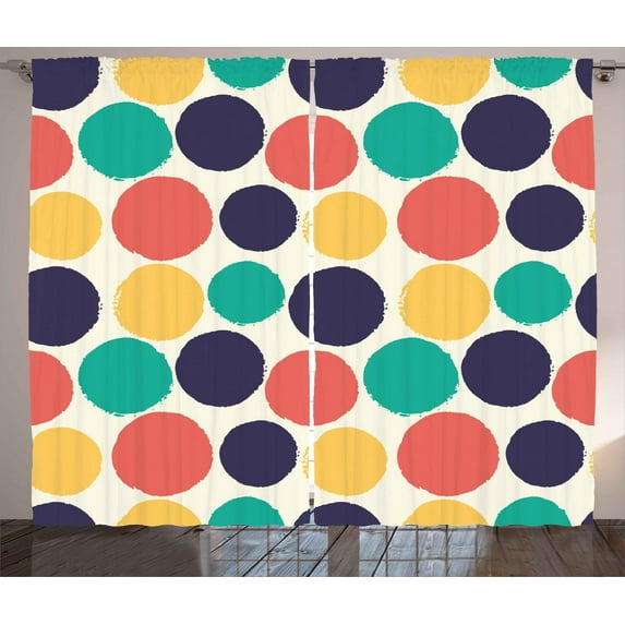 Ambesonne Abstract Curtains 2 Panel Set, Modern Grunge Illustration, 108" x 96", Multicolor