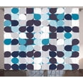 thumbnail image 1 of Ambesonne Abstract Curtains 2 Panel Set, Retro Circles Squares, 108" x 90", Brown Grey Teal White, 1 of 3