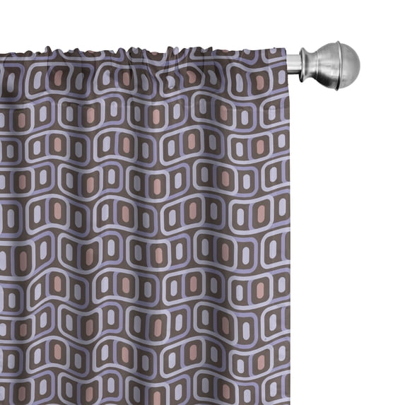 Abstract Curtains 2 Panels Set, Retro Repetitive Pattern with Geometric Motifs, Window Drapes for Living Room Bedroom, 56"W X 84"L, Cocoa Pale Ceil Blue, by Ambesonne