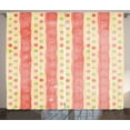 thumbnail image 1 of Ambesonne Retro Curtains 2 Panel Set, Nostalgic Stripes Dots, 108" x 96", Pale Yellow Coral, 1 of 3