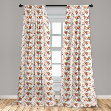 Abstract Curtains 2 Panels Set, Triangles Colorful Geometric Shapes Design Ornate Polygonal Illustration, Window Drapes for Living Room Bedroom, 56"W X 95"L, Multicolor, by Ambesonne
