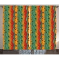 thumbnail image 1 of Ambesonne Abstract Curtains 2 Panel Set, Wavy Vertical Lines Retro, 108" x 108", Multicolor, 1 of 3