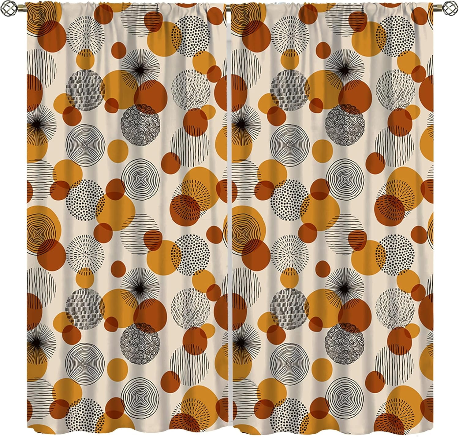 Abstract Curtains,Boho Geometric Abstract Doodle Circles Geometric ...