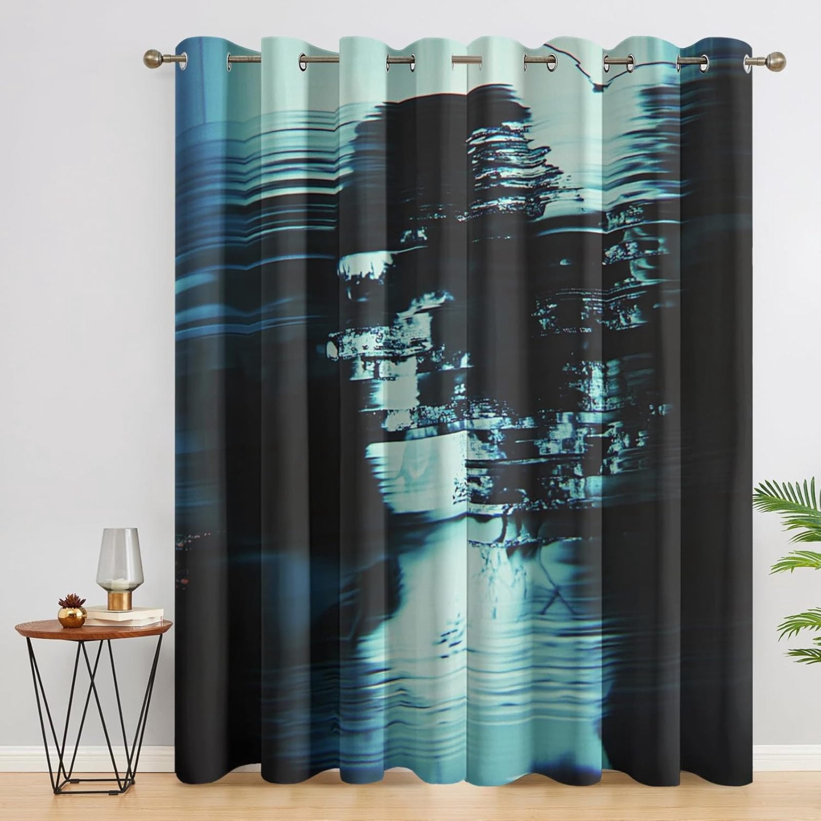 Abstract Curtains For Living Room, Grunge Blackout Curtains For Bedroom ...