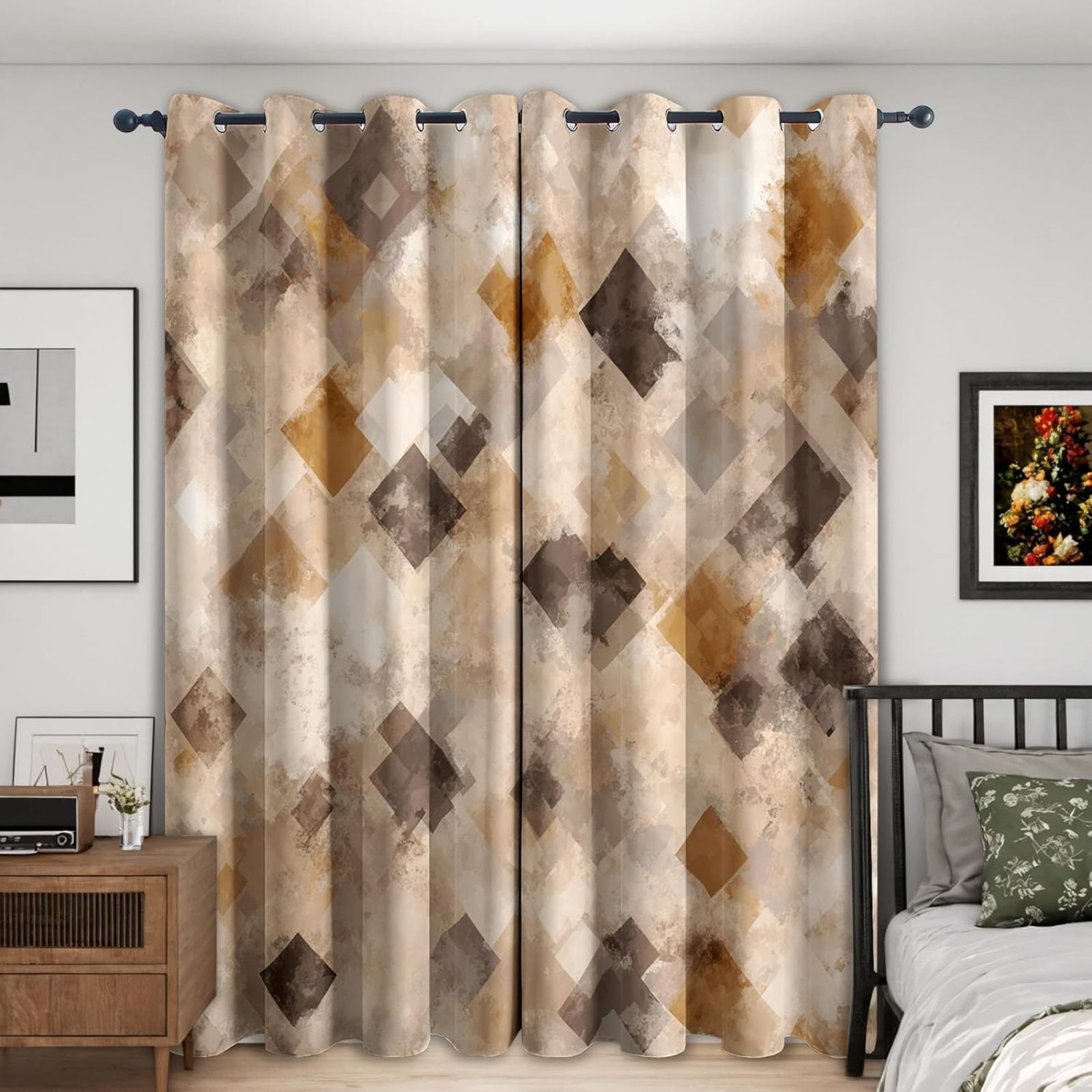 Abstract Curtains For Living Room Vintage Pattern Design Blackout ...