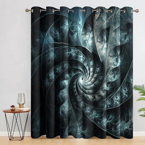 Abstract Curtains for Living Room - Fractal Pattern Blackout Curtains for Bedroom Living Room, Vortex Window Curtain, Abstract Home Decor Curtain, Drapes 26"W x 45"L (Pack of 2)